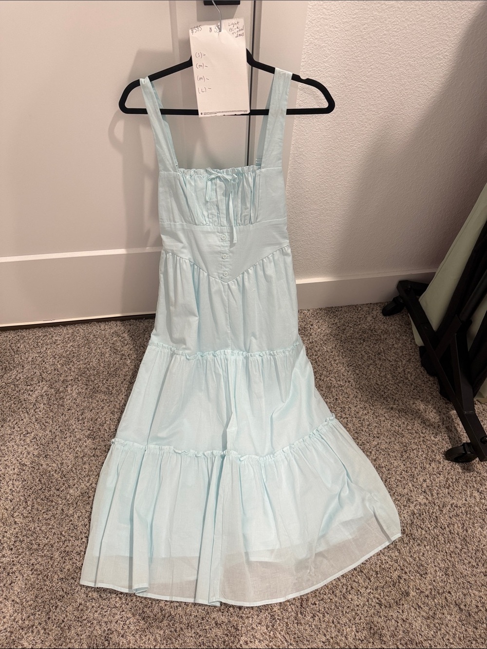 #385 Elegant Light Blue Maxi Dress - Picture 4 of 5